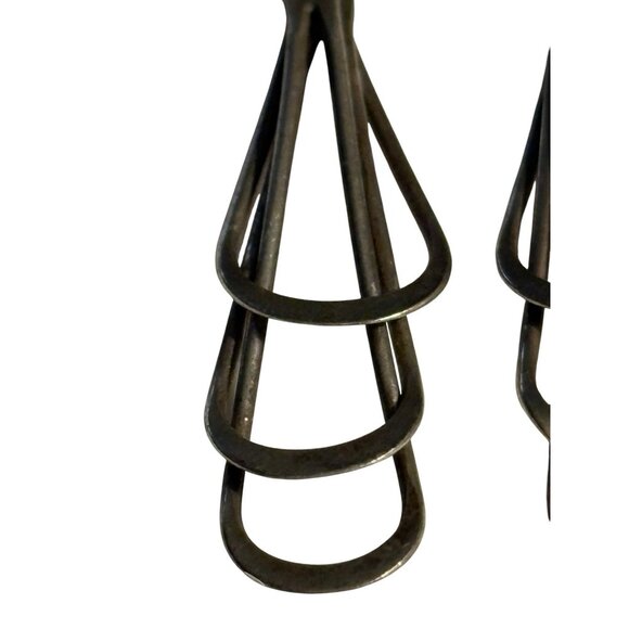 Vintage Handmade Sterling Silver Earrings Unmarked 925 Layered Open Teardrop - Picture 7 of 16